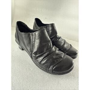 Rieker Shoes Black Leather Women’s EU36 Ruched Zip Ankle Booties